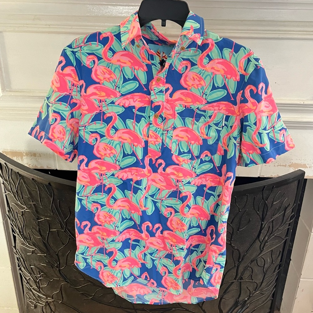 Chubbies - Men’s 1/2 Button Down Shirt - Pattern: the Mingo Ate Ya Baby - Small